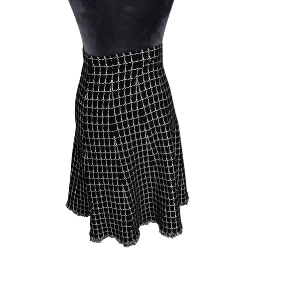 Milano Womens Black & White Grid Pattern Midi Skirt With Frayed Hem Size S - Picture 3 of 5